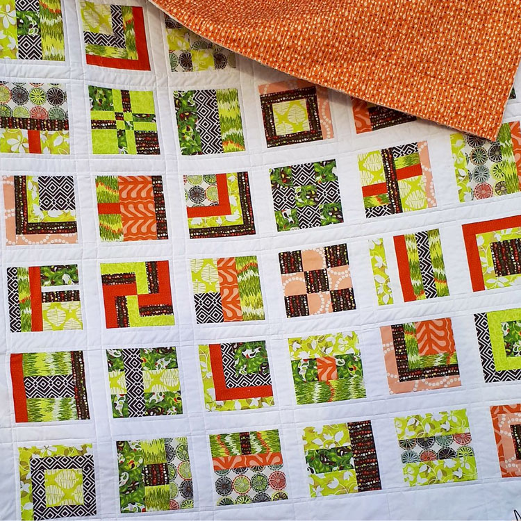quilt sampler de patchwork solidaire 2018 de couleurs acidulées